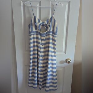 Lovers + Friends Blue and White Striped Midi Dress